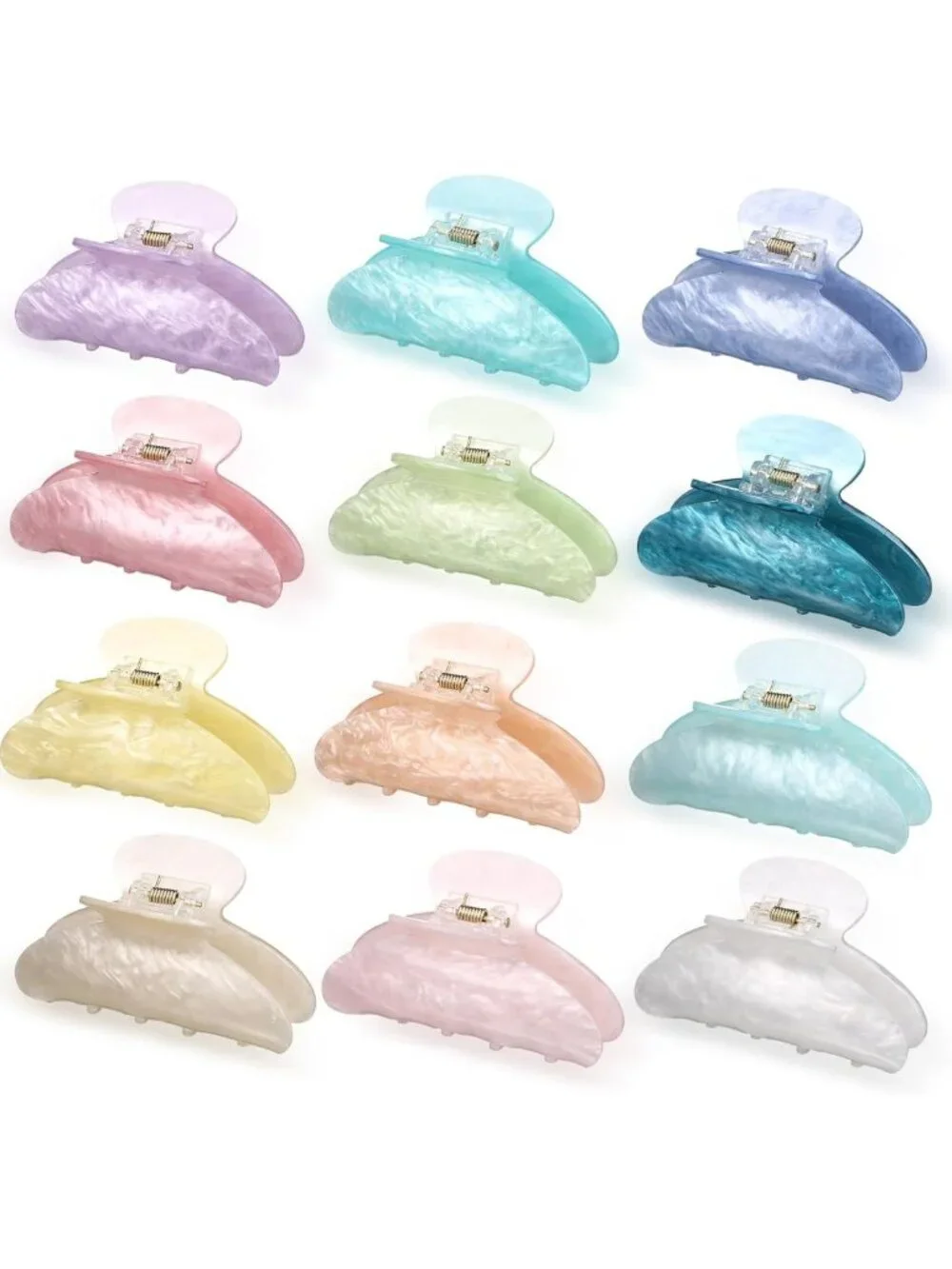 12 Large Candy Color Hair Claw Clips - Cute, Trendy Hair Accessories Set